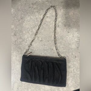 Elegant Black Mesh silver Chain Shoulder Bag